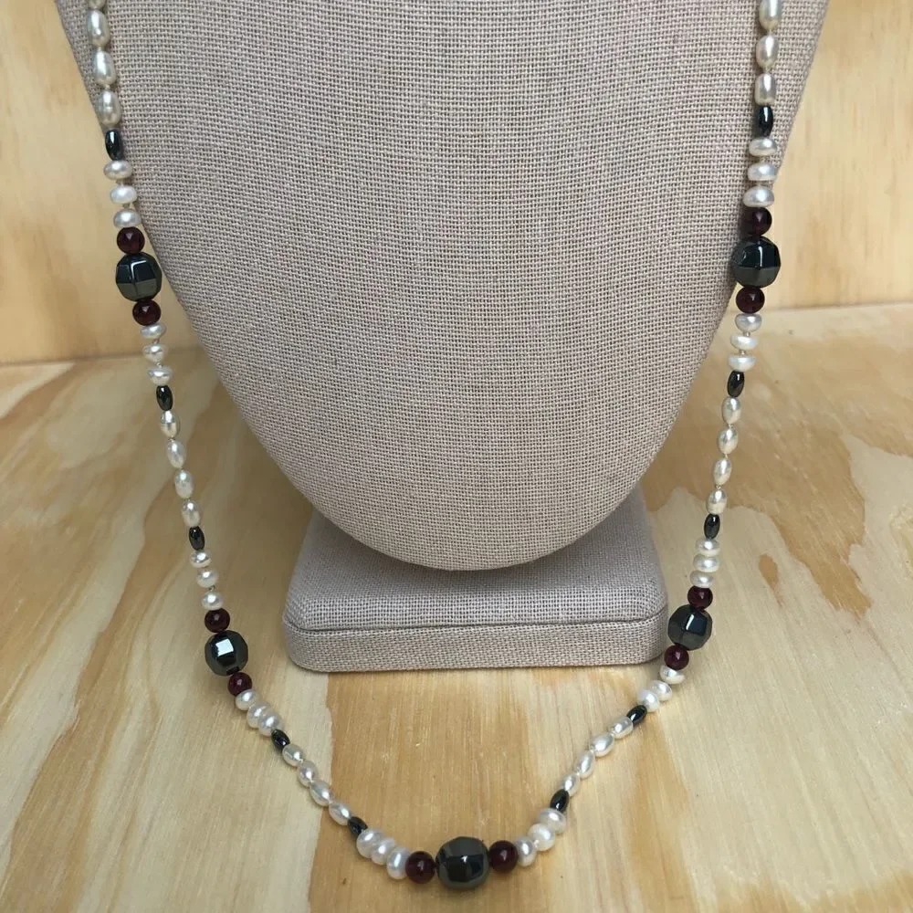 Black Onyx And Freshwater Pearl Necklace